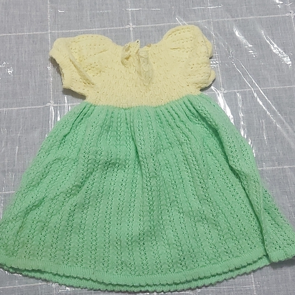 Knitted dress green and yellow